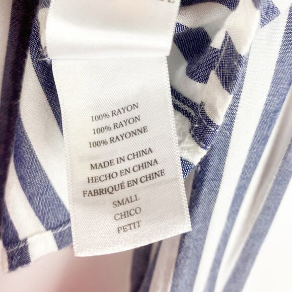 Rails Piper Ocean White Stripe Ruffled Tie Front Button Up Blouse Womens Size S - Picture 7 of 13